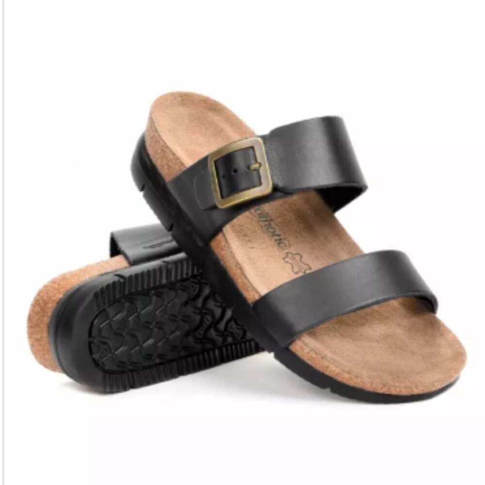 NWT Aerothotic Florence Leather Sandals Black Size 38 / Size 7.5